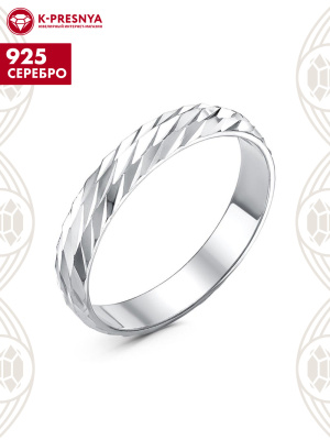 Кольцо серебро 925 пробы, без покрытия, отделка - алмазная грань, без вставок
