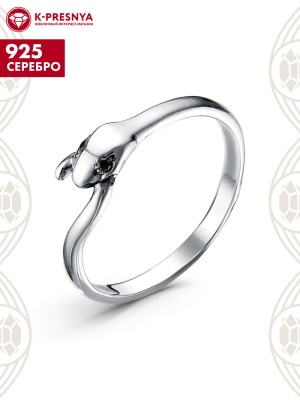 Кольцо серебро 925 пробы, покрытие - оксидирование, вставка - фианит (недрагоценный камень)