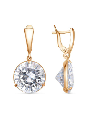 Серьги бижутерия, покрытие - золочение, вставка - фианит (недрагоценный камень)