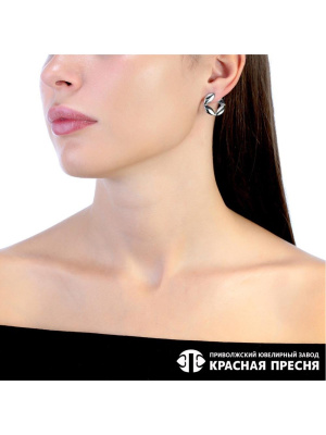 Серьги серебро 925 пробы, покрытие - родирование, без вставок