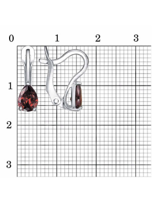 Серьги бижутерия, покрытие - платинирование, вставка - фианит (недрагоценный камень)