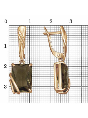 Серьги бижутерия, покрытие - золочение, вставка - стекло ювелирное собственной огранки