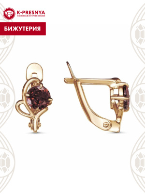 Серьги бижутерия, покрытие - золочение, вставка - фианит (недрагоценный камень)