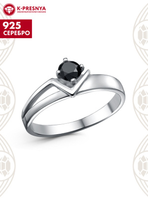 Кольцо серебро 925 пробы, покрытие - родирование, вставка - фианит (недрагоценный камень)