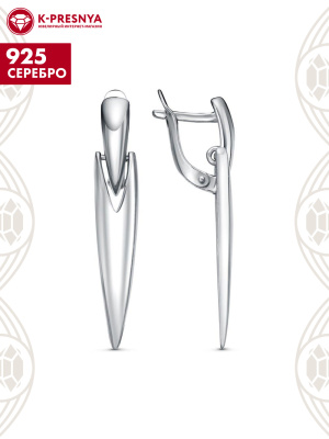 Серьги серебро 925 пробы, покрытие - платинирование, без вставок