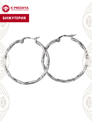 Серьги бижутерия, покрытие - серебрение с оксидированием, без вставок