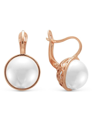 Серьги бижутерия, покрытие - золочение, вставка - имитация жемчуга