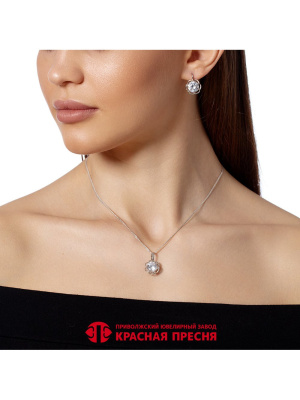 Подвеска бижутерия, покрытие - платинирование, вставка - фианит (недрагоценный камень)