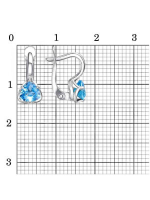 Серьги серебро 925 пробы, покрытие - родирование, вставка - фианит (недрагоценный камень)