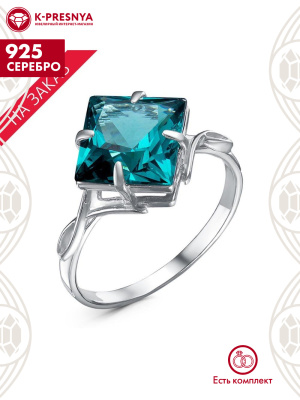 Кольцо серебро 925 пробы, покрытие - родирование, вставка - ситалл собственной огранки