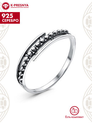 Кольцо серебро 925 пробы, покрытие - оксидирование, без вставок