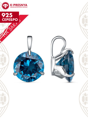 Подвеска серебро 925 пробы, покрытие - платинирование, вставка - искусственная шпинель