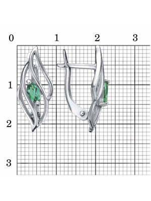 Серьги бижутерия, покрытие - платинирование, вставка - искусственная шпинель