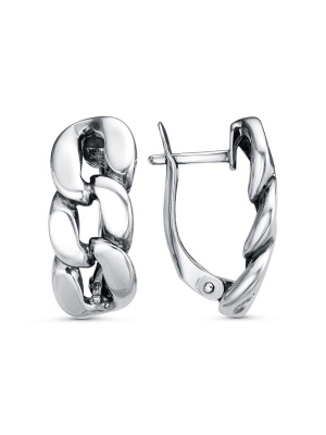 Серьги серебро 925 пробы, покрытие - оксидирование, без вставок