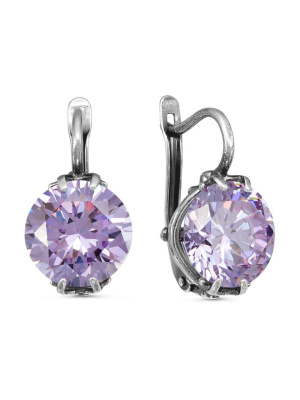 Серьги бижутерия, покрытие - серебрение с оксидированием, вставка - фианит (недрагоценный камень)