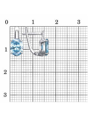 Серьги бижутерия, покрытие - платинирование, вставка - фианит (недрагоценный камень)