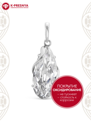 Подвеска серебро 925 пробы, покрытие - оксидирование, вставка - фианит собственной огранки (недрагоценный камень)