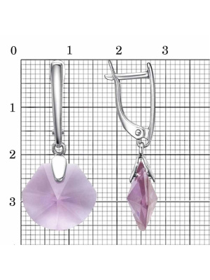 Серьги серебро 925 пробы, покрытие - платинирование, вставка - стекло ювелирное собственной огранки