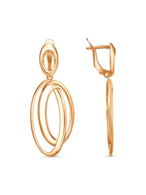 Серьги бижутерия, покрытие - золочение, без вставок