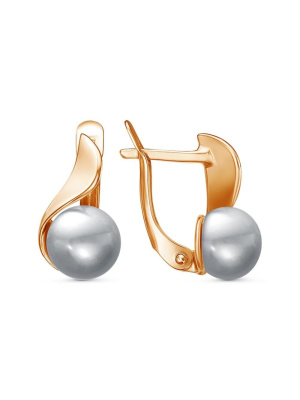 Серьги бижутерия, покрытие - золочение, вставка - культивированный жемчуг