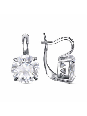 Серьги бижутерия, покрытие - серебрение с оксидированием, вставка - фианит (недрагоценный камень)