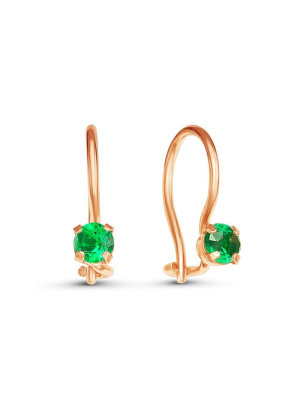 Серьги бижутерия, покрытие - золочение, вставка - искусственная шпинель