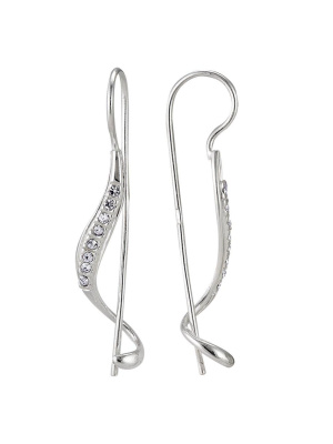 Серьги бижутерия, покрытие - серебрение, вставка - стекло ювелирное preciosa