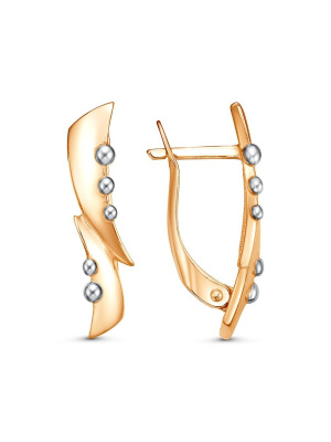 Серьги серебро 925 пробы, покрытие - золочение, выборочное родирование, без вставок