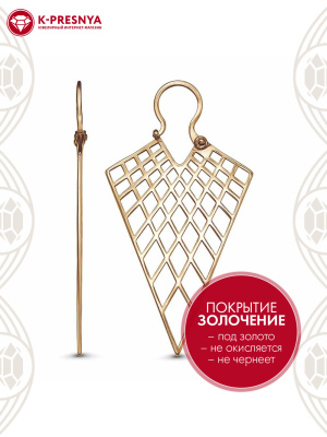 Серьги серебро 925 пробы, покрытие - золочение, без вставок