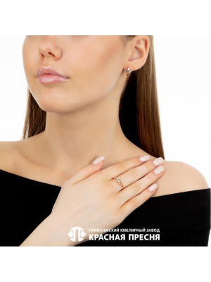 Серьги серебро 925 пробы, покрытие - золочение, отделка - алмазная грань, без вставок