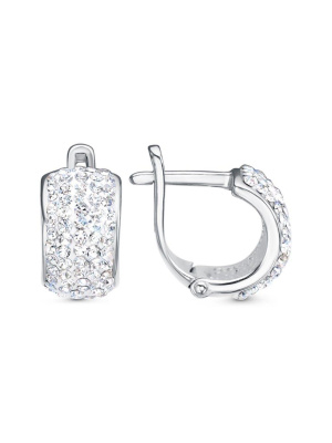 Серьги бижутерия, покрытие - серебрение, вставка - стекло ювелирное preciosa