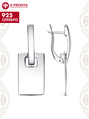 Серьги серебро 925 пробы, покрытие - платинирование, без вставок