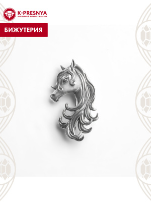 Брошь бижутерия, покрытие - серебрение с оксидированием, без вставок