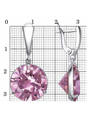 Серьги бижутерия, покрытие - платинирование, вставка - фианит (недрагоценный камень)