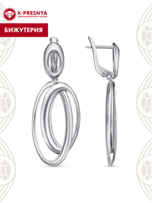 Серьги бижутерия, покрытие - платинирование, без вставок