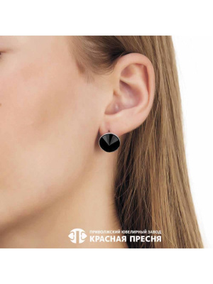 Серьги серебро 925 пробы, покрытие - родирование, вставка - стекло ювелирное preciosa