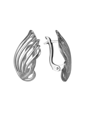 Серьги бижутерия, покрытие - серебрение с оксидированием, без вставок