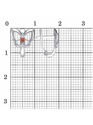 Серьги бижутерия, покрытие - платинирование, вставка - фианит (недрагоценный камень)