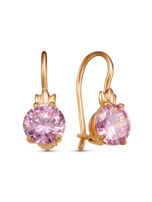 Серьги бижутерия, покрытие - золочение, вставка - фианит (недрагоценный камень)