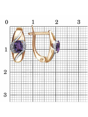 Серьги серебро 925 пробы, покрытие - золочение, выборочное родирование