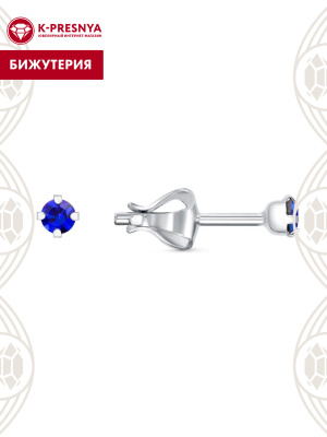 Серьги бижутерия, покрытие - серебрение, вставка - стекло ювелирное preciosa