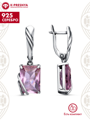 Серьги серебро 925 пробы, покрытие - оксидирование, вставка - стекло ювелирное собственной огранки