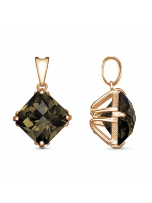 Подвеска бижутерия, покрытие - золочение, вставка - стекло ювелирное собственной огранки