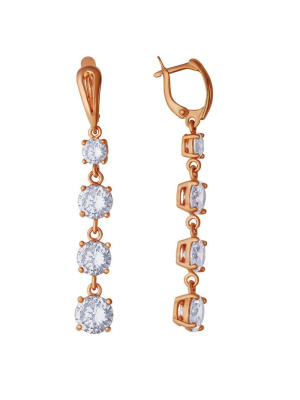 Серьги серебро 925 пробы, покрытие - золочение, вставка - фианит (недрагоценный камень)