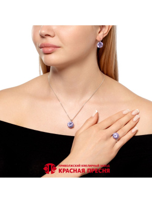 Подвеска серебро 925 пробы, покрытие - родирование, вставка - фианит (недрагоценный камень)