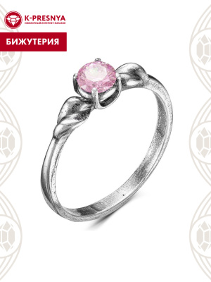 Кольцо бижутерия, покрытие - серебрение с оксидированием, вставка - фианит (недрагоценный камень)