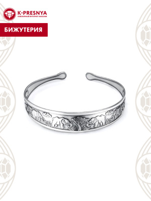 Браслет бижутерия, покрытие - серебрение с оксидированием, без вставок