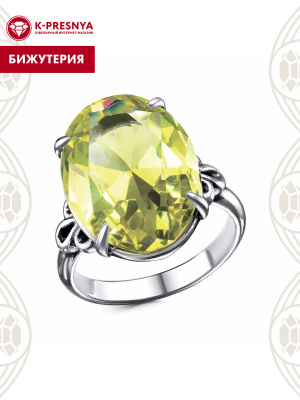 Кольцо бижутерия, покрытие - серебрение с оксидированием, вставка - стекло ювелирное собственной огранки