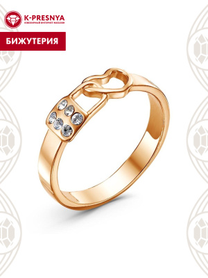 Кольцо бижутерия, покрытие - золочение, вставка - стекло ювелирное preciosa