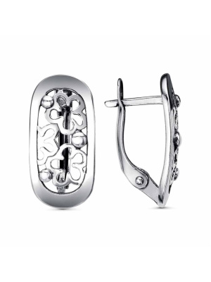 Серьги бижутерия, покрытие - серебрение с оксидированием, без вставок